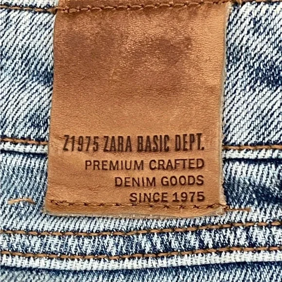 Zara Basic Jeans Women's Sz 4 Denim Z1975 Ankle Cuffed Mid Rise Straight Leg - Picture 15 of 16